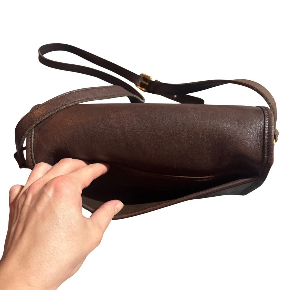 Coach Vintage 90s Ridgefield Flap Bag 9812 Brown Leather Crossbody - Picture 5 of 10